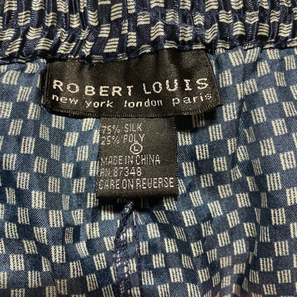 ROBERT LOUIS-MEN'S SILK BLEND PAJAMA BOTTOM BLUE/SILVER LARGE - Picture 3 of 3